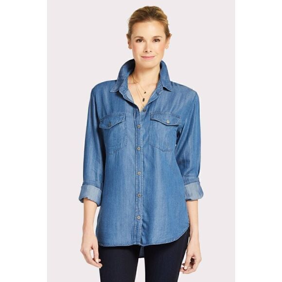 Sanctuary Blue Denim LS Shirt Sz S - Picture 1 of 9